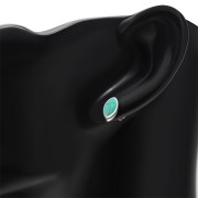 Turquoise Lens Shaped Sterling Silver Stud Earrings